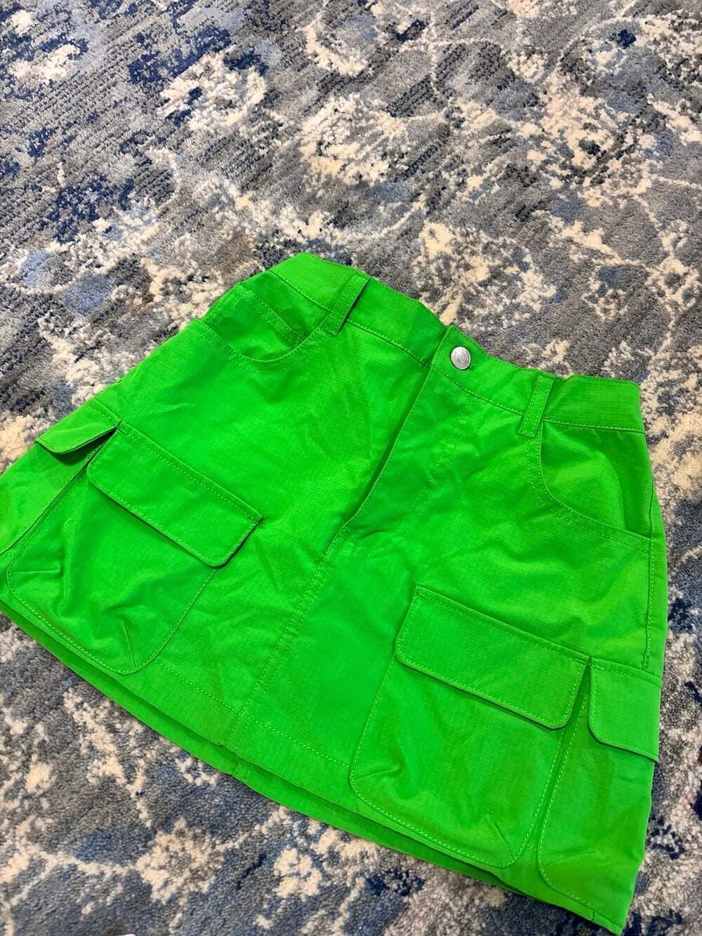 Y2K Love Tree Cargo Skirt Size S Green Nylon Mini